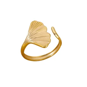 Bague Feuille de Ginkgo dorée