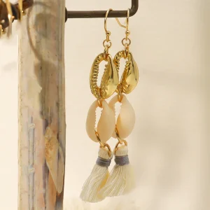 Boucles d'Oreilles Coquillage Pendentifs Cauris