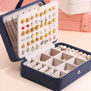 Boîte à bijoux compacte en cuir