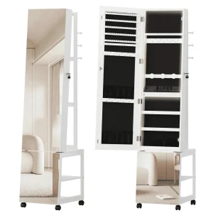 Armoire à bijoux avec miroir et éclairage LED