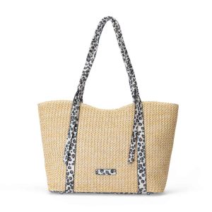 Sac shopping en paille Saint Malo Léopard