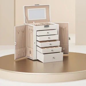 Boîte à bijoux à 6 niveaux avec miroir et serrure