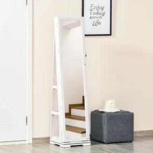 Armoire à bijoux miroir sur pied rotatif 360°