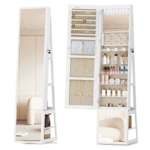 Armoire à bijoux avec miroir rotatif