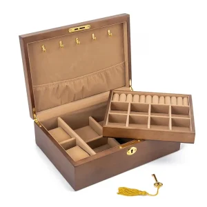 Boîte à bijoux en bois avec compartiments