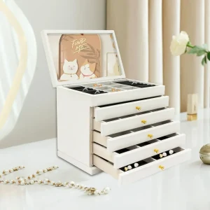 Boîte à bijoux blanche 6 tiroirs
