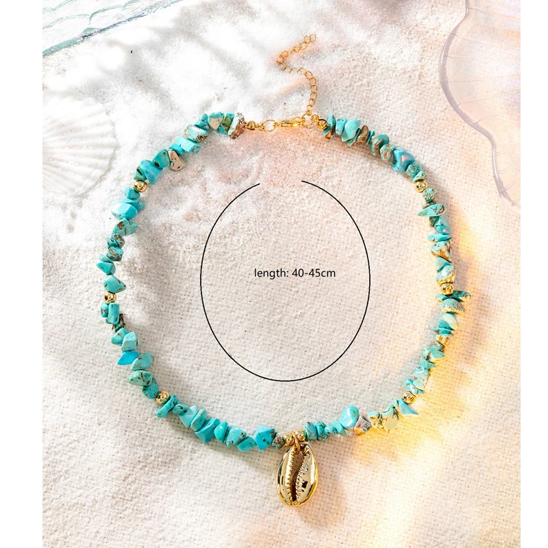 Collier Coquillage Ras de Cou Bleu