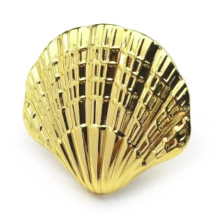 Bague Coquillage Brillante en Acier Inoxydable