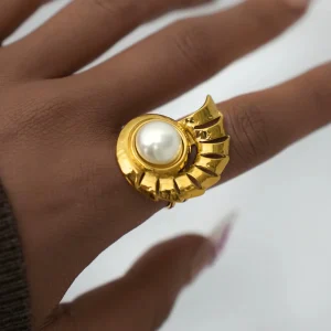 Bague Coquillage Conque Incrusté