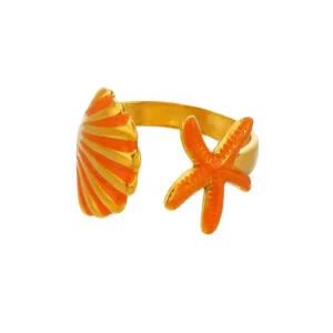 Bague Coquillage Ouverte en Acier Inoxydable