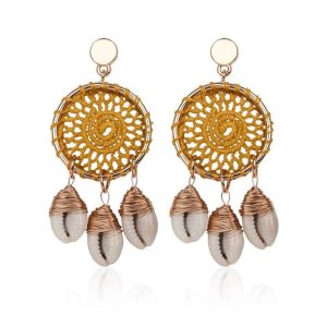 Boucles d'Oreilles Coquillage Attrape Rêve Et Cauris