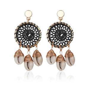 Boucles d'Oreilles Coquillage Noires