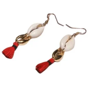 Boucles d'Oreilles Coquillage Rouge Récif