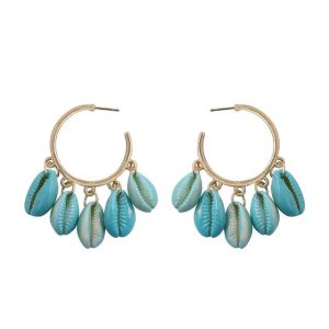 Boucles d'Oreilles Coquillage Turquoise