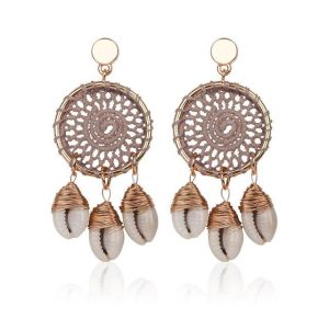 Boucles d'Oreilles Coquillage Univalve Tissées