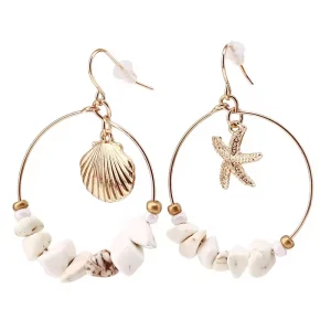 Boucles d'Oreilles Coquillage Pierres Grises