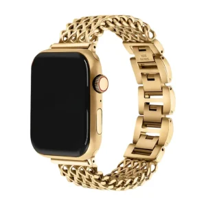 Bracelet Apple Watch maille Spiga, finition argentée brillante, look raffiné et moderne, bracelet apple watch soirée chic, modèle Clytia