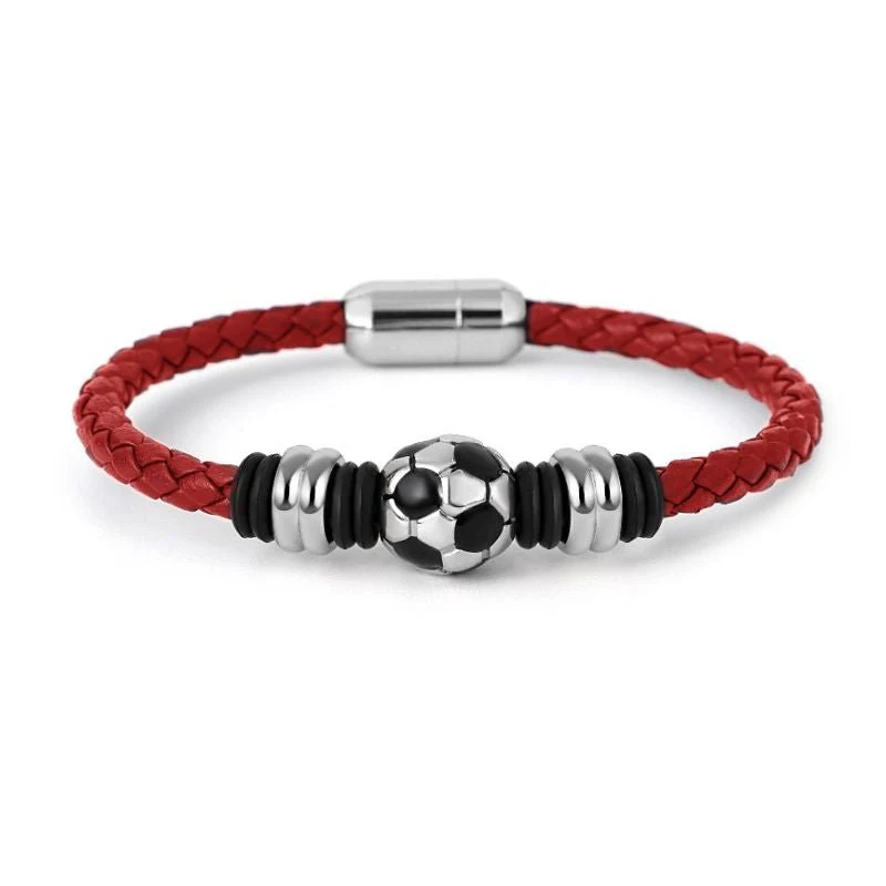 Bracelet ballon de foot, en cuir et acier inoxydable, pour homme, modèle Henry – Image 7
