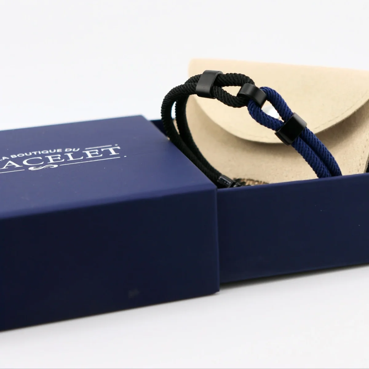 Bracelet cordon double, à nœud, bi-colore, pour homme, modèle Germain – Image 5