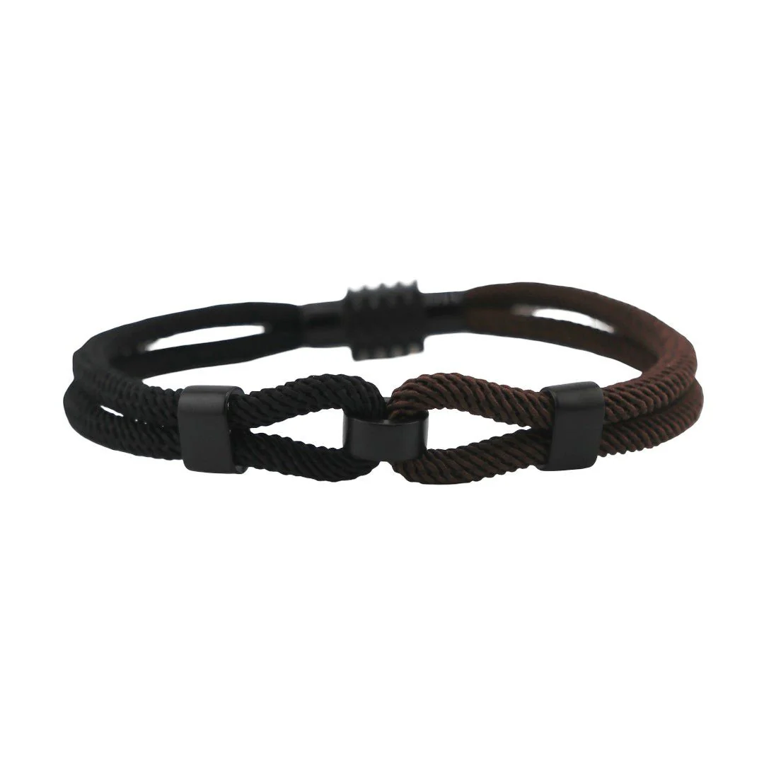 Bracelet cordon double, à nœud, bi-colore, pour homme, modèle Germain