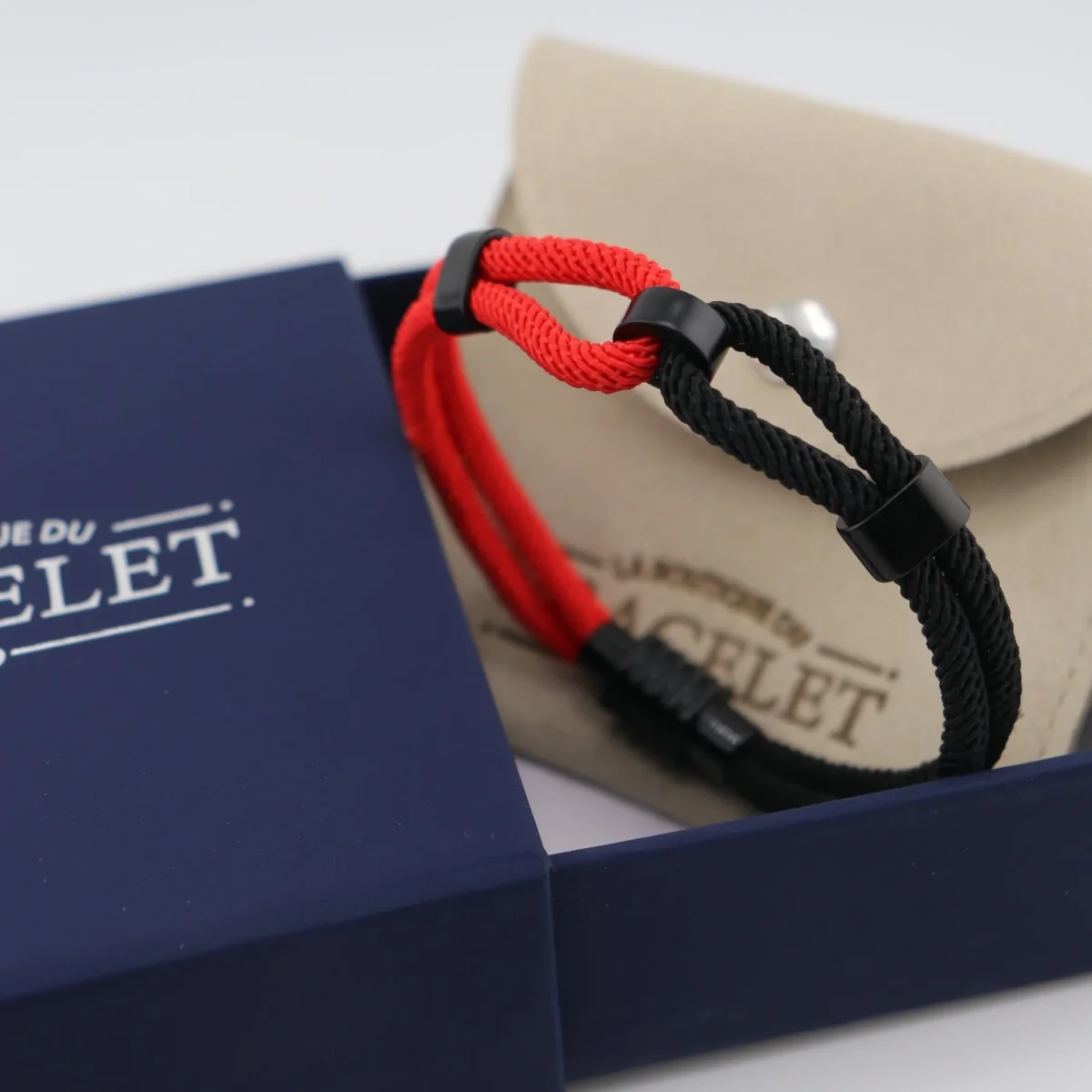 Bracelet cordon double, à nœud, bi-colore, pour homme, modèle Germain – Image 6