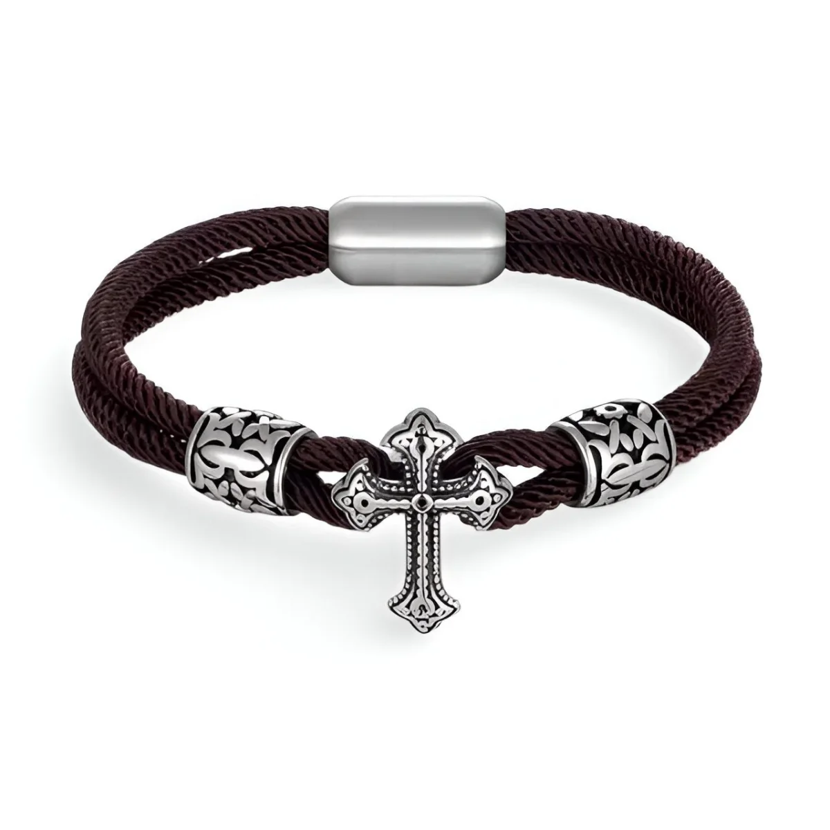 Bracelet cordon en coton, croix chrétienne en acier inoxydable, modèle Toreto – Image 6