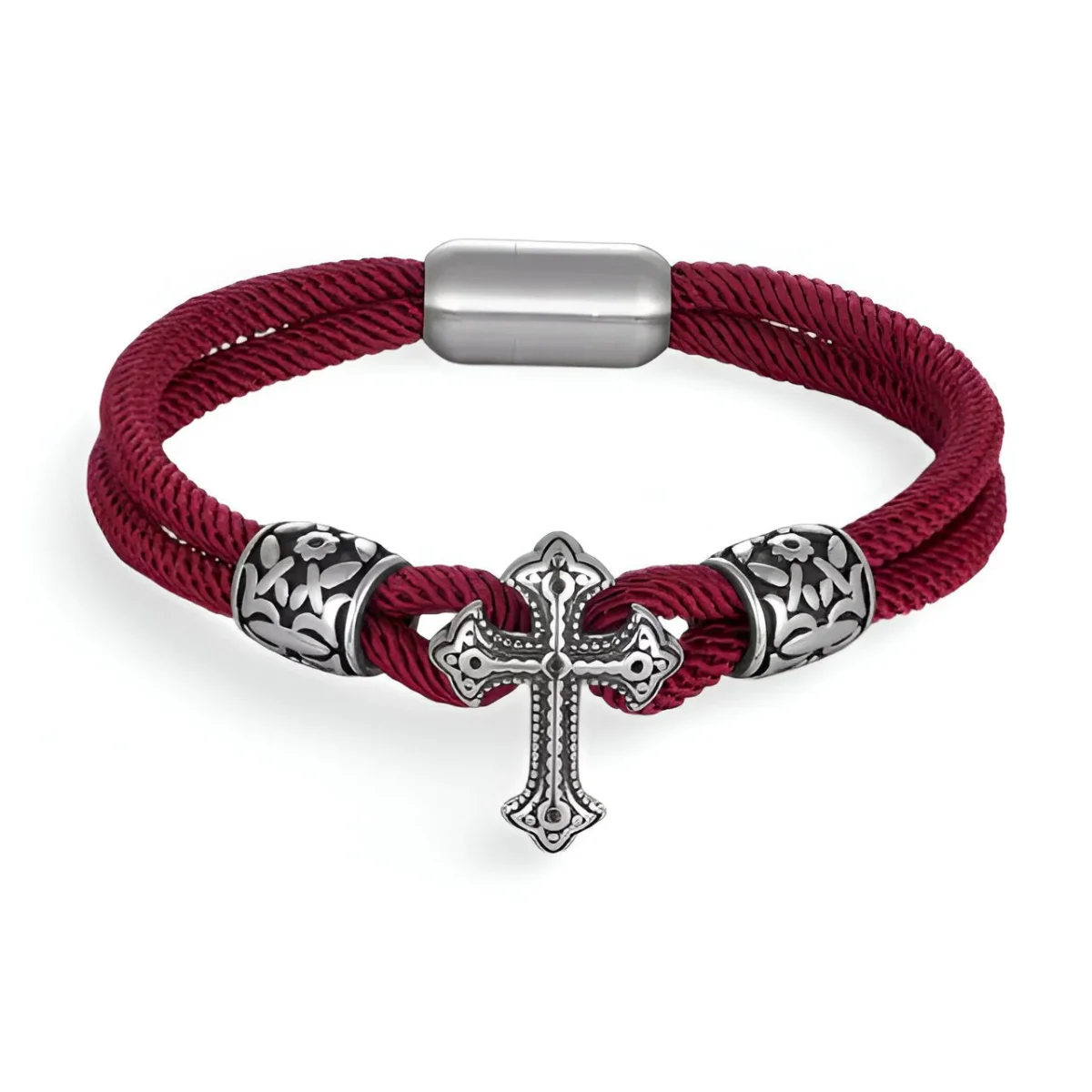 Bracelet cordon en coton, croix chrétienne en acier inoxydable, modèle Toreto – Image 8
