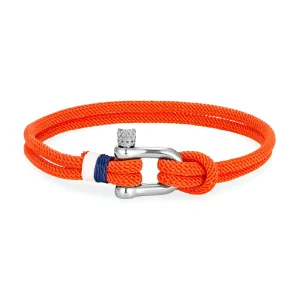 Bracelet cordon pour homme, manille en acier inoxydable, modèle Lauriano