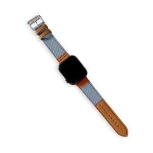 Bracelet Apple Watch, en cuir et denim, pour femme, modèle Enix