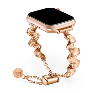 Bracelet Apple Watch, en métal torsadé, pour femme, modèle Estela