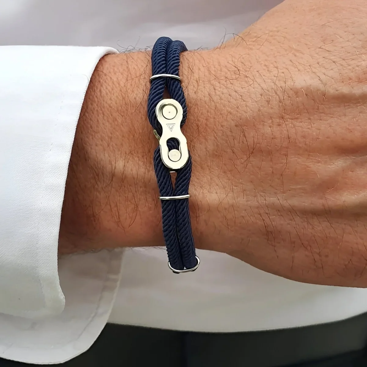 Bracelet double cordons, maillon chaîne de moto, pour homme, modèle Xavier – Image 3
