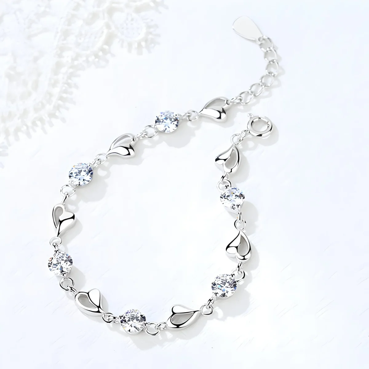 Bracelet en argent pur pour femme, maille en coeur, modèle Brenda – Image 6