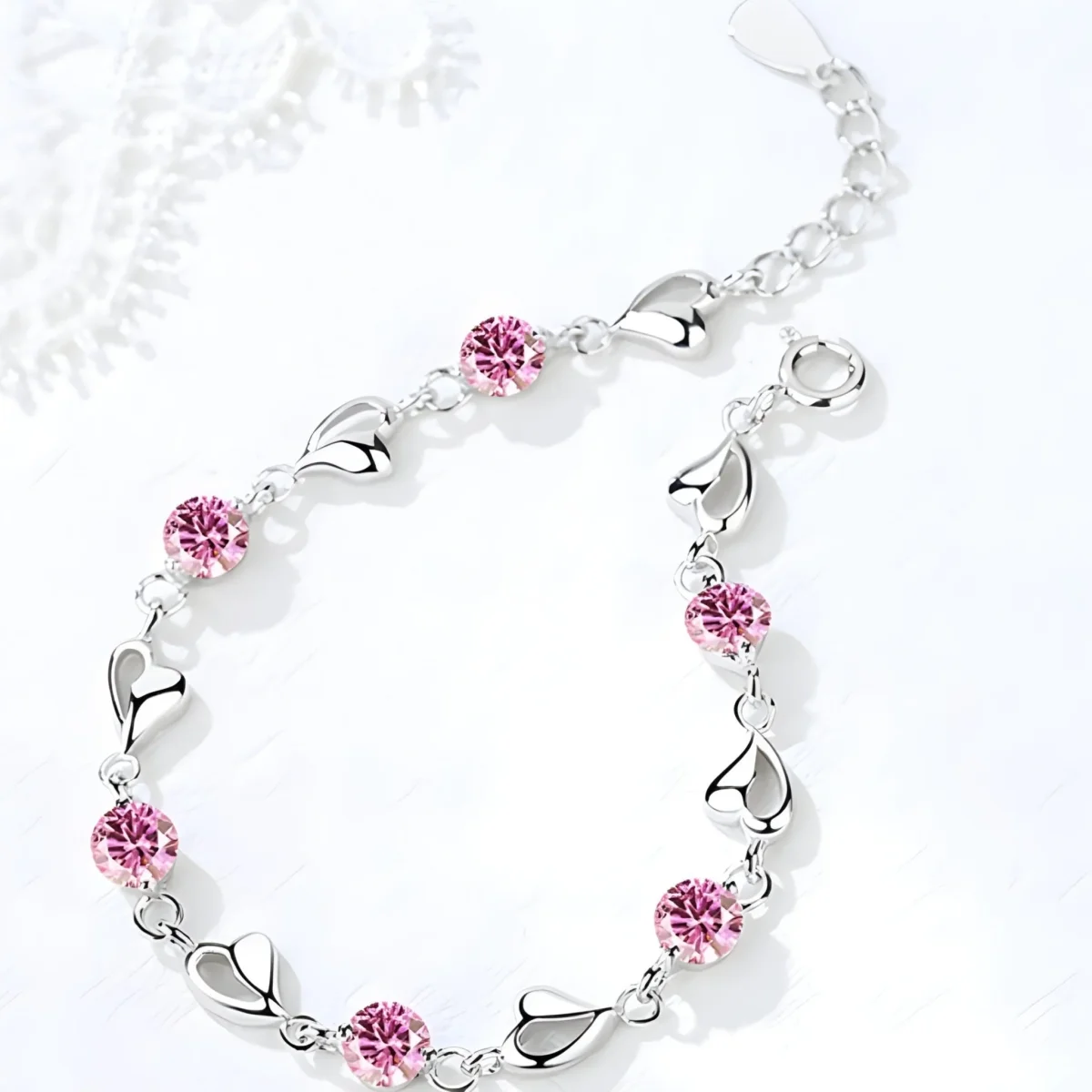 Bracelet en argent pur pour femme, maille en coeur, modèle Brenda – Image 8