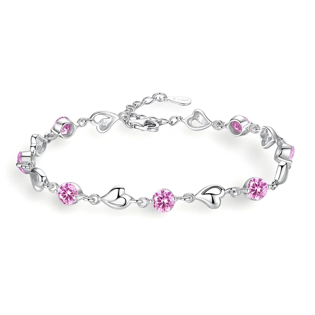 Bracelet en argent pur pour femme, maille en coeur, modèle Brenda – Image 9