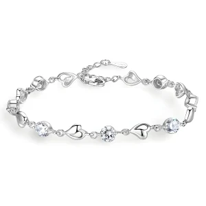 Bracelet en argent pur pour femme, maille en coeur, modèle Brenda