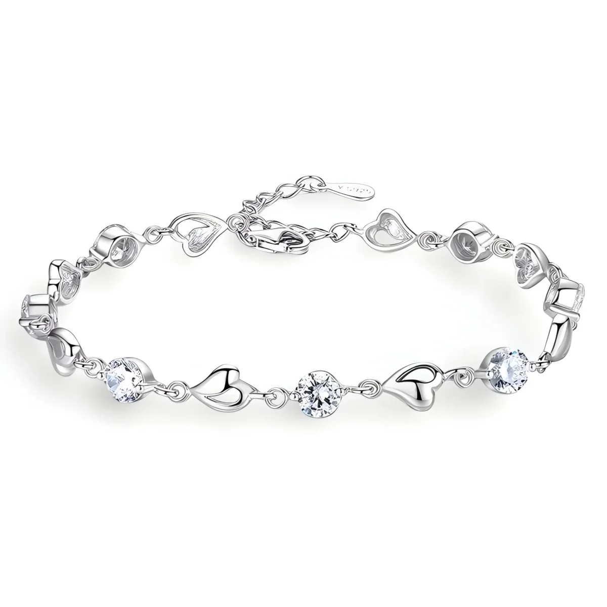 Bracelet en argent pur pour femme, maille en coeur, modèle Brenda – Image 2