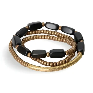 Bracelet en bois d'ébène noir et en cuivre, unique et avantageux, pour femme, modèle Stanka