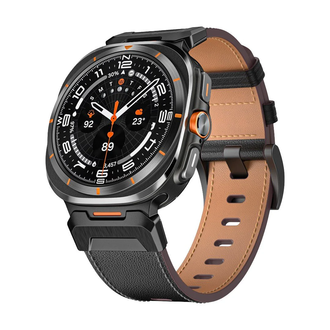 Bracelet en cuir pour Galaxy Watch 8 et Ultra, boucle ardillon, style sportif et élégant, modèle Trazy – Image 2