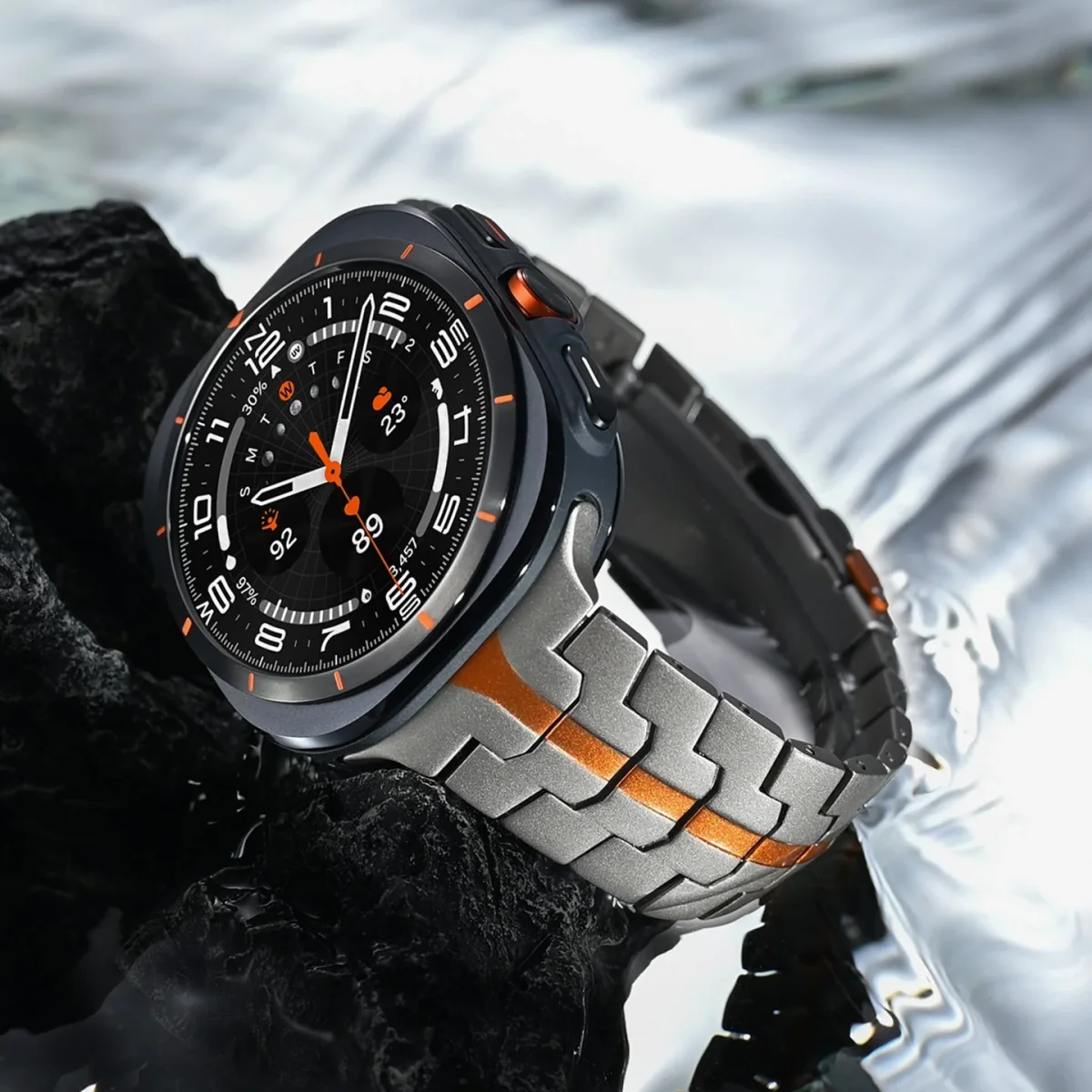 Bracelet en métal renforcé haute technologie, pour montre connectée, fermoir papillon, pour Samsung Galaxy Watch Ultra, modèle Despo – Image 6