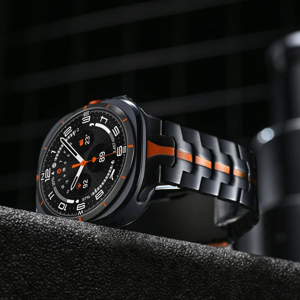 Bracelet en métal renforcé haute technologie, pour montre connectée, fermoir papillon, pour Samsung Galaxy Watch Ultra, modèle Despo – Image 3