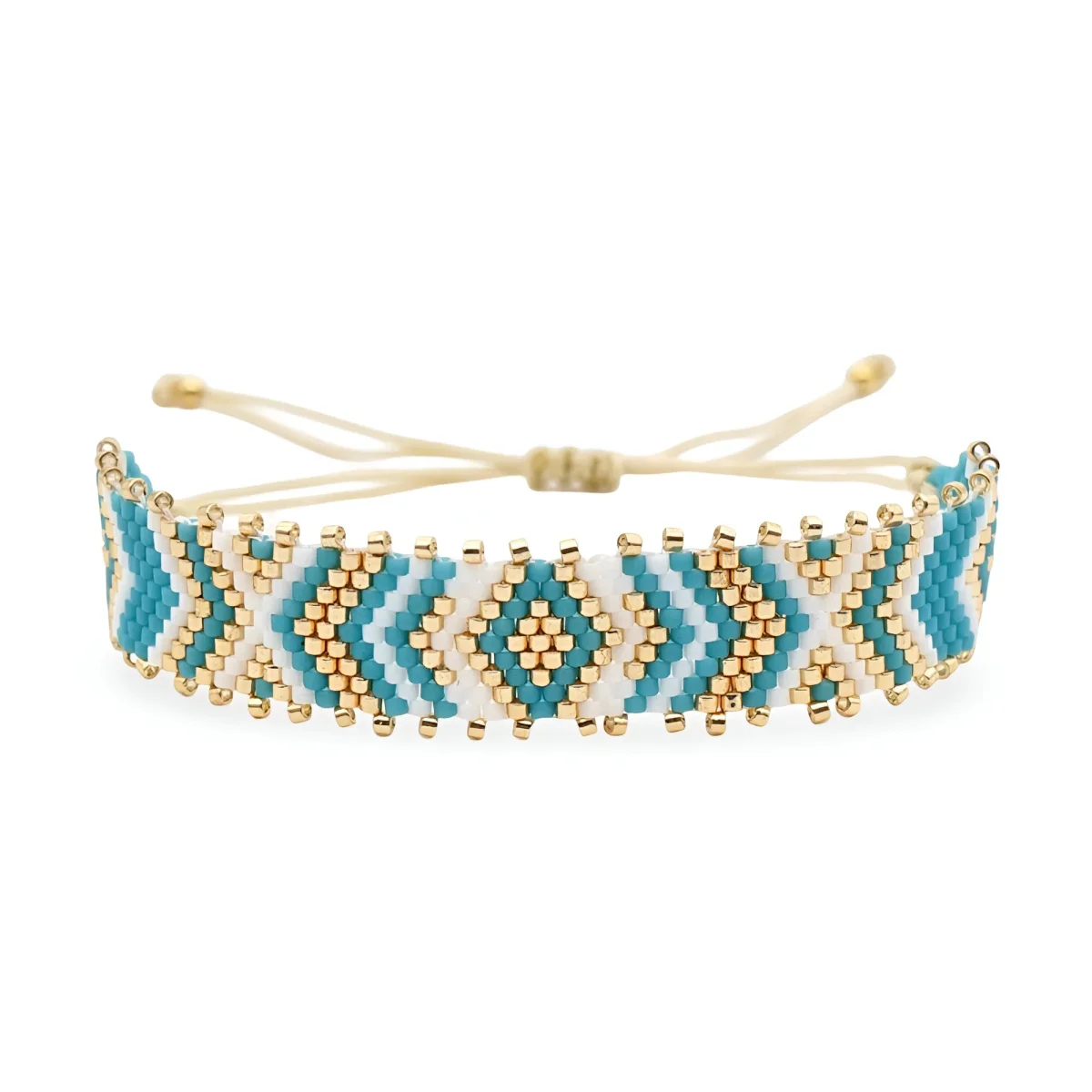 Bracelet en perles du Japon arrondies, ajustable, pour femme, modèle Saika