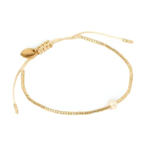 Bracelet en perles du Japon dorées, orné de perles, pour femme, modèle Inami