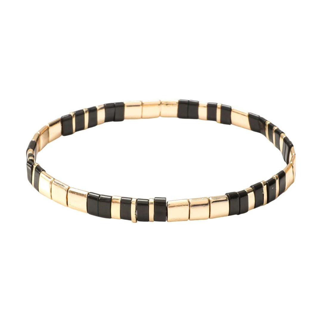 Bracelet en perles du Japon, raffiné multicolore et doré, bracelet souple à enfiler, effet lumineux garanti, modèle Wakana