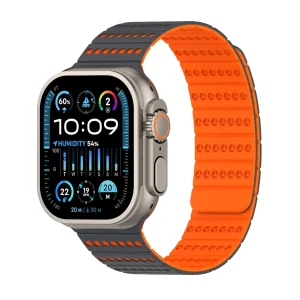 Bracelet en silicone respirant technique, fermoir magnétique, pour Apple Watch, ajustable, modèle Fatal