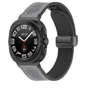 Bracelet en simili vegan magnétique, design classe, pour montre connectée, pour Samsung Galaxy Watch Ultra, modèle Colo