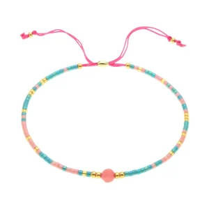 Bracelet fin en perles du Japon Miyuki, perle centrale, pour femme, modèle Kohana