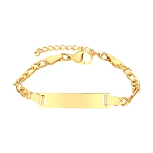 Bracelet gourmette personnalisée en acier inoxydable, maille figaro, modèle Nyon