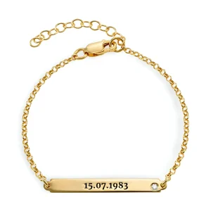 Bracelet gourmette personnalisée, en argent sterling, avec oxyde de zirconium, pour femme, modèle Lolita