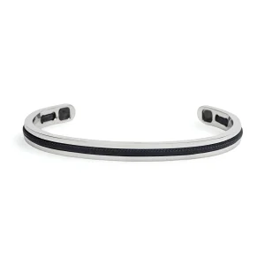 Bracelet jonc personnalisé en acier inoxydable avec corde intégrée, pour homme, modèle Valerio