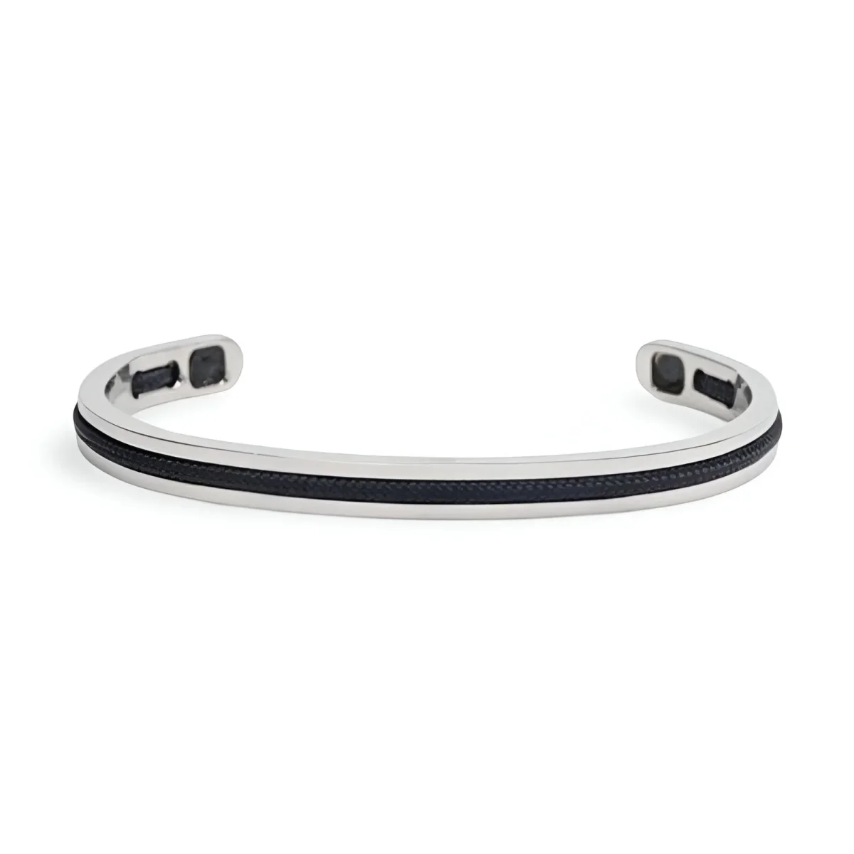 Bracelet jonc personnalisé en acier inoxydable avec corde intégrée, pour homme, modèle Valerio